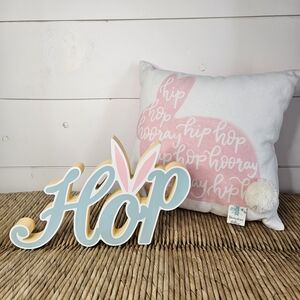 NWT Easter Bunny Pillow & Hop Sign